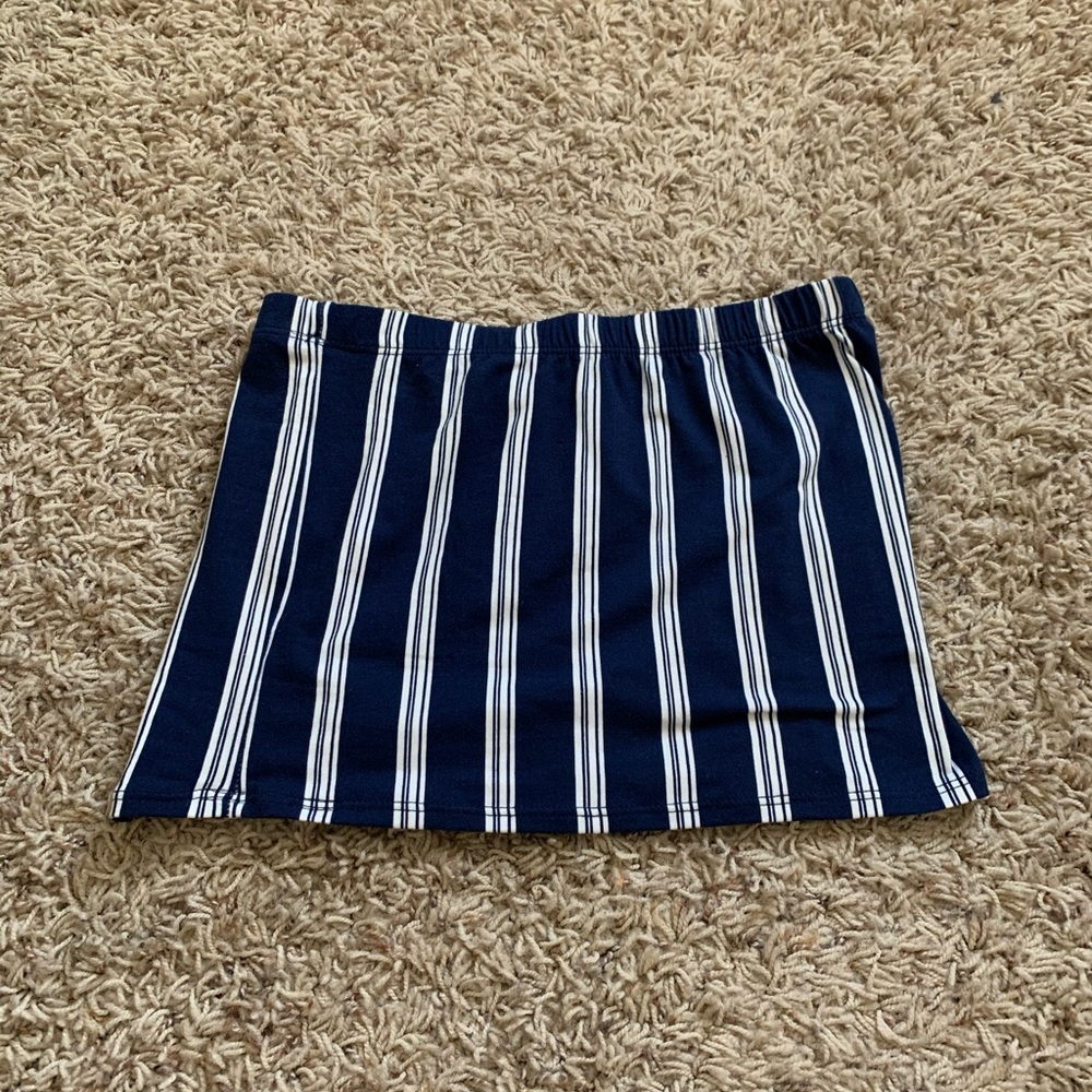 Blue and white striped tube top
